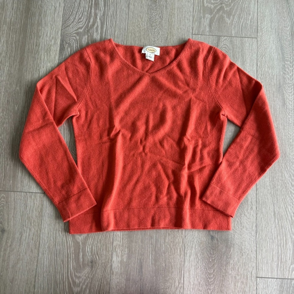 Talbots Womens Red‎ Soft 100% Cashmere V-Neck Jumper Pullover Sweater Size S